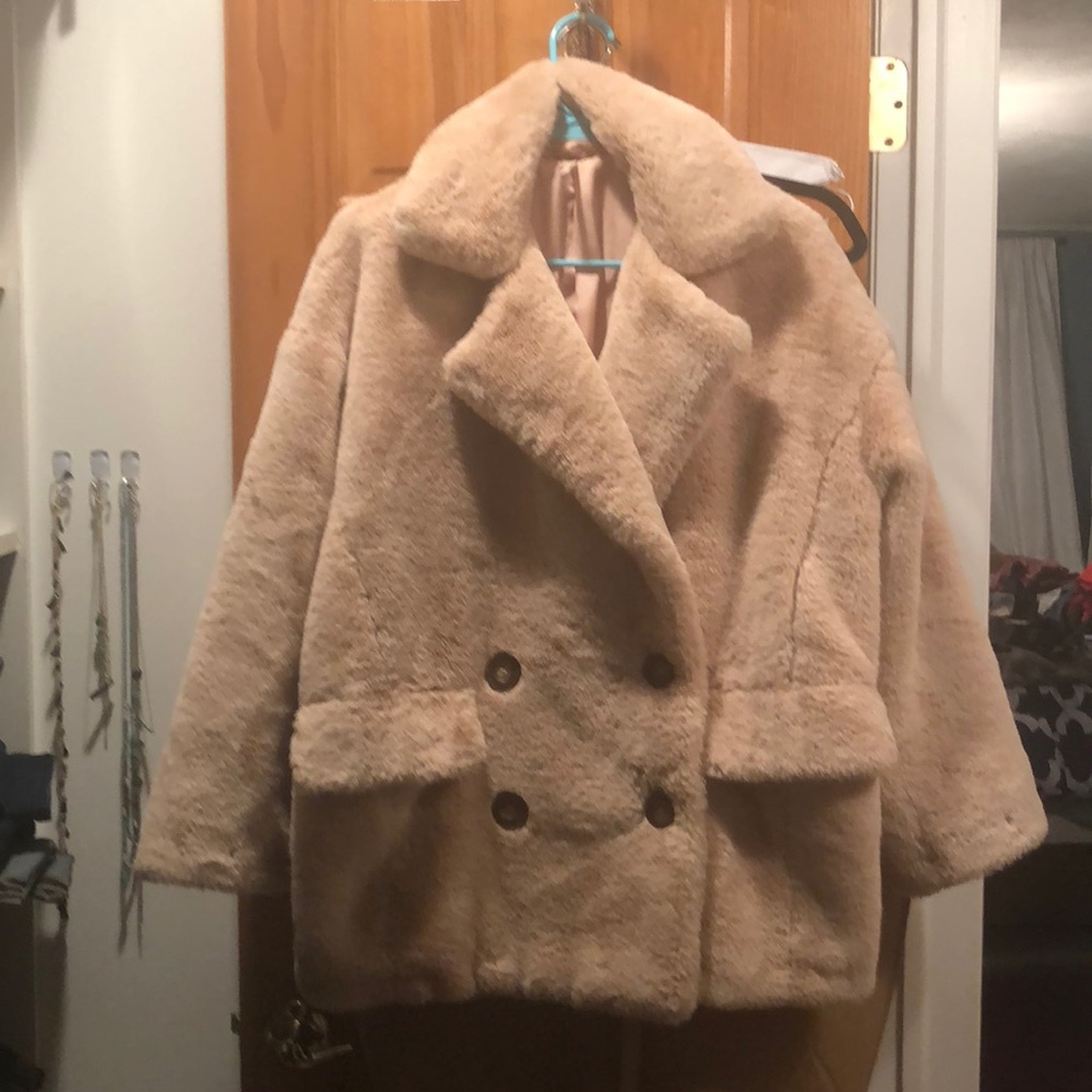 Free people Kate faux fur double breasted jacket